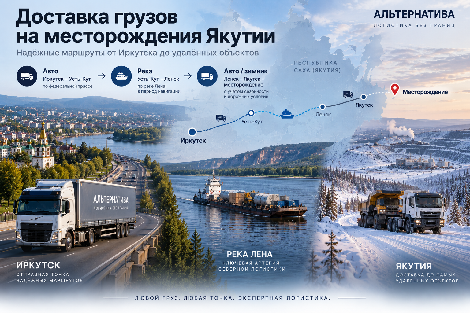 Схема доставки груза на месторождение в Якутии